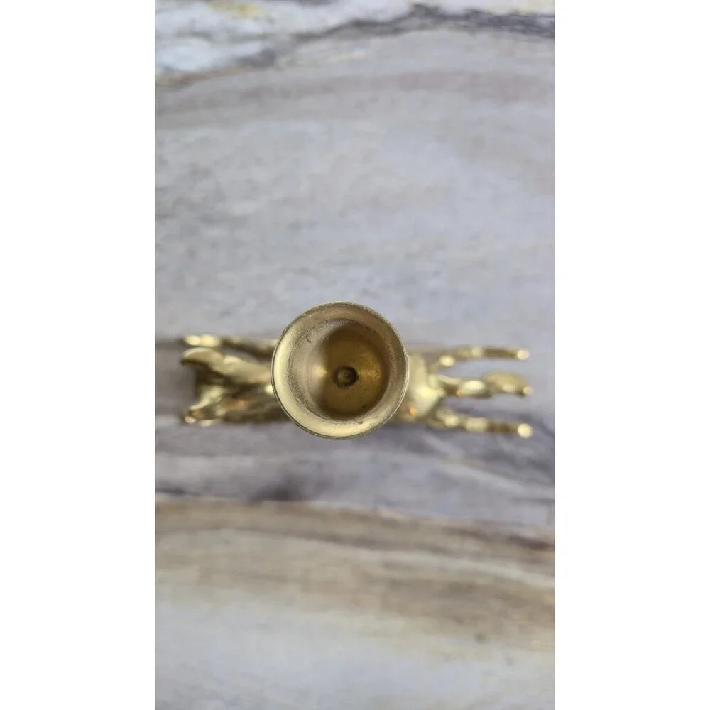 Vintage Solid Brass Rocking Horse Candlestick Holder Nursery Decor Taper Candle